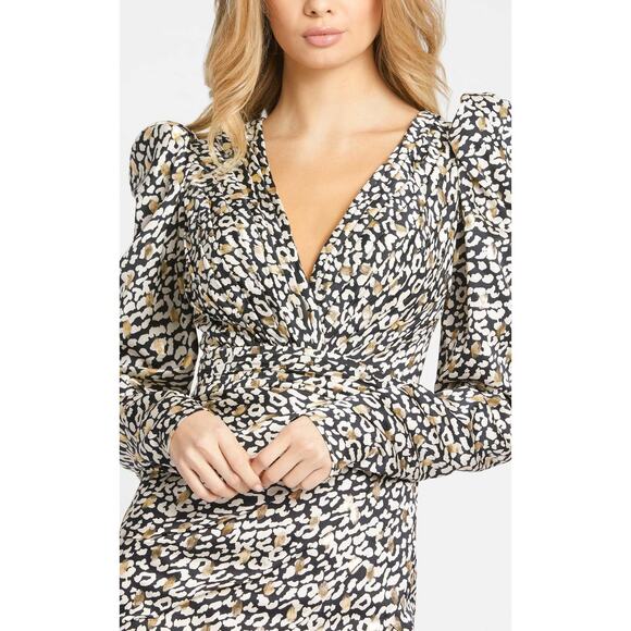 NWT Mac Duggal Long Sleeve Animal Print Mini Dress Size 8 - Picture 2 of 3